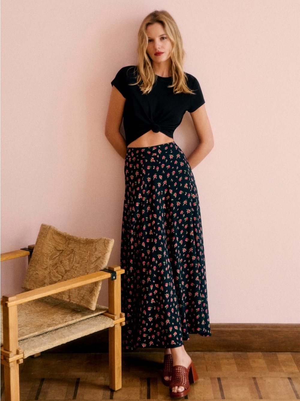 Sézane Orlane Skirt in Cadix Flowers 38/6 NWOT Midi Maxi